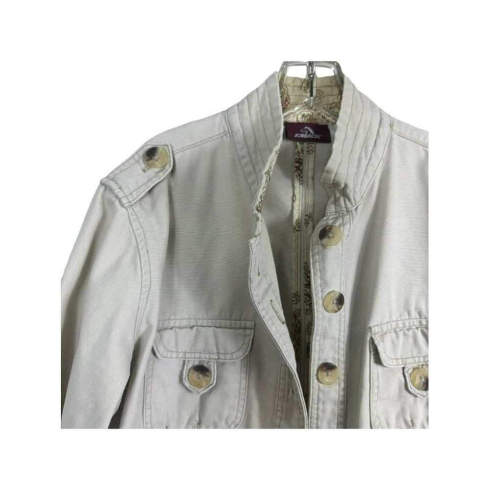 Jordache Juniors Large Beige Cotton Utility Jacket With Button Front & Multiple - Picture 5 of 15